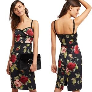 Anthropologie Black Halo Black Floral Midi Dress
